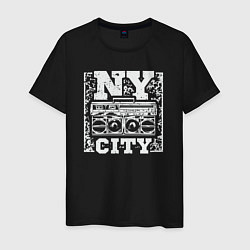 Футболка хлопковая мужская New York city music, цвет: черный