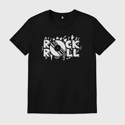 Футболка хлопковая мужская Виниловый рок-н-ролл, цвет: черный