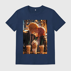 Футболка хлопковая мужская Человек-бензопила Дэндзи Макима, цвет: тёмно-синий