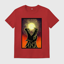 Футболка хлопковая мужская Волк пожирающий солнце, цвет: красный