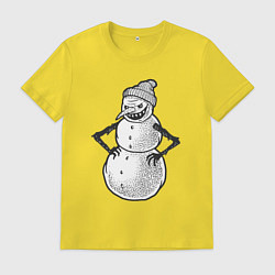 Футболка хлопковая мужская Злобный снеговик, цвет: желтый