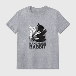 Футболка хлопковая мужская Кролик ручной работы, цвет: меланж