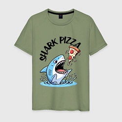 Футболка хлопковая мужская Shark pizza - ai art fantasy, цвет: авокадо
