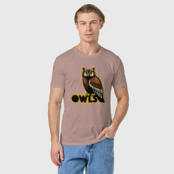 Футболка хлопковая мужская Owls, цвет: пыльно-розовый — фото 2