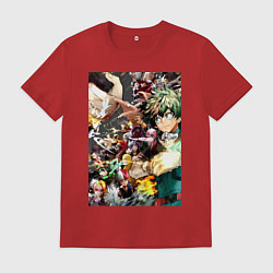 Футболка хлопковая мужская Моя геройская академия Идзуку Мидория Отяко Урарак, цвет: красный