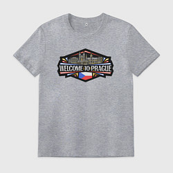 Футболка хлопковая мужская Добро пожаловать в Прагу, цвет: меланж