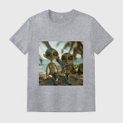 Футболка хлопковая мужская Пришельцы на релаксе, цвет: меланж