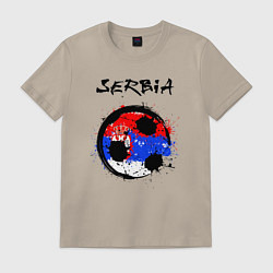Футболка хлопковая мужская Сборная - Сербия, цвет: миндальный