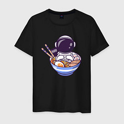 Футболка хлопковая мужская Ramen spaceman, цвет: черный