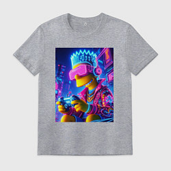 Футболка хлопковая мужская Bart Simpson esports player - neon glow, цвет: меланж