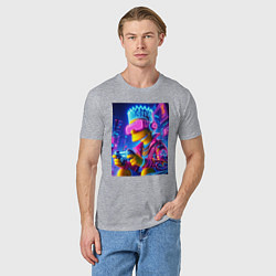Футболка хлопковая мужская Bart Simpson esports player - neon glow, цвет: меланж — фото 2