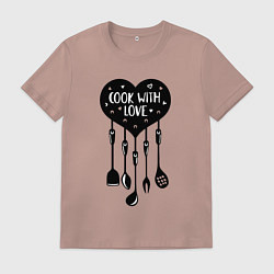 Футболка хлопковая мужская Готовь с любовью, цвет: пыльно-розовый