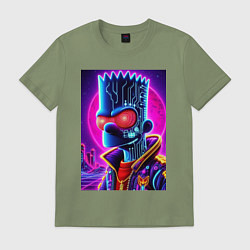 Футболка хлопковая мужская Cool Bart Simpson - neon glow, цвет: авокадо