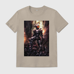 Футболка хлопковая мужская Убийца гоблинов рыцарь, цвет: миндальный