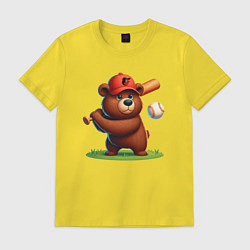Футболка хлопковая мужская Bear cub batter Baltimore Orioles - ai art, цвет: желтый