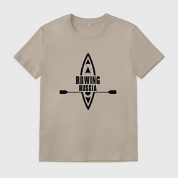 Футболка хлопковая мужская Спортивная гребля, цвет: миндальный