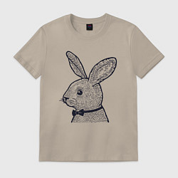 Футболка хлопковая мужская Зайчик в бабочке, цвет: миндальный