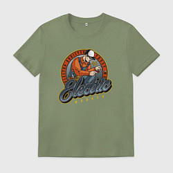 Футболка хлопковая мужская Electro addicted trust me, цвет: авокадо