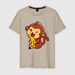 Футболка хлопковая мужская Monkey banana, цвет: миндальный