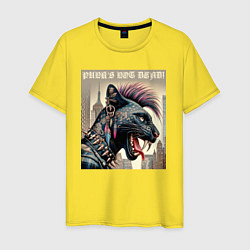 Футболка хлопковая мужская Cool panther - punks not dead, цвет: желтый