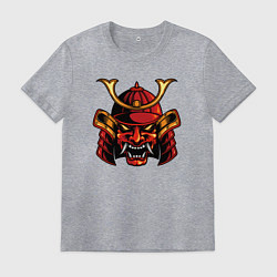 Футболка хлопковая мужская Самурай с клыками, цвет: меланж