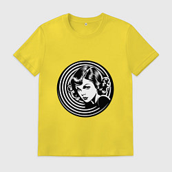 Футболка хлопковая мужская Ретро-лицо девушки шестидесятых, цвет: желтый