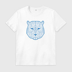 Футболка хлопковая мужская Кибер тигр, цвет: белый