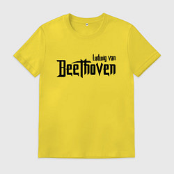 Футболка хлопковая мужская Бетховен чёрный, цвет: желтый