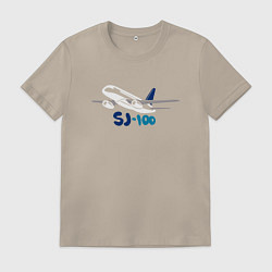 Футболка хлопковая мужская Сухой Суперджет 100 цветной с надписью, цвет: миндальный