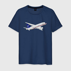 Футболка хлопковая мужская Опытный самолет SJ-100 ВС 95157, цвет: тёмно-синий