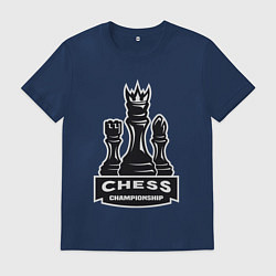 Футболка хлопковая мужская Шахматный чемпионат, цвет: тёмно-синий