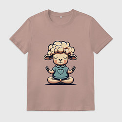 Футболка хлопковая мужская Медитирующая овечка, цвет: пыльно-розовый