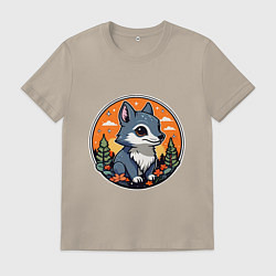 Футболка хлопковая мужская Звездный волчонок, цвет: миндальный