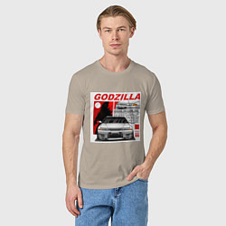 Футболка хлопковая мужская Nissan Skyline, цвет: миндальный — фото 2