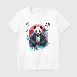 Футболка хлопковая мужская Panda - bushido samurai code, цвет: белый