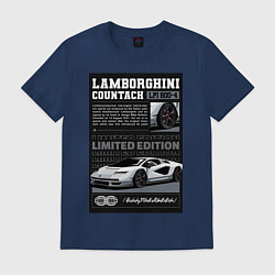 Футболка хлопковая мужская Lamborghini countach, цвет: тёмно-синий