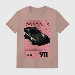 Футболка хлопковая мужская Porsche 911 авто, цвет: пыльно-розовый