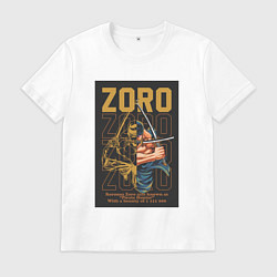 Футболка хлопковая мужская One piece Зоро Pirate Hunter, цвет: белый