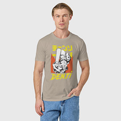 Футболка хлопковая мужская Человек-бензопила Денджи Почита демон собака, цвет: миндальный — фото 2