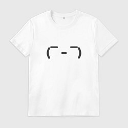 Футболка хлопковая мужская Каомодзи щурится, цвет: белый