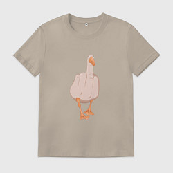 Футболка хлопковая мужская F*ck you гусь, цвет: миндальный