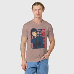 Футболка хлопковая мужская Человек-бензопила Макима Makima, цвет: пыльно-розовый — фото 2