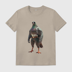 Футболка хлопковая мужская Голубь атлет, цвет: миндальный