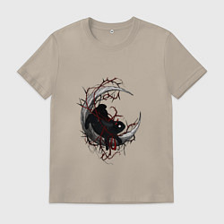 Футболка хлопковая мужская Черный кролик, цвет: миндальный