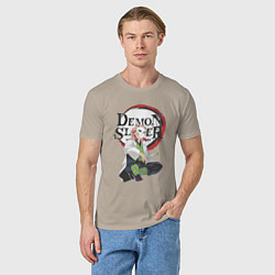 Футболка хлопковая мужская Клинок рассекающий демонов Сабито, цвет: миндальный — фото 2