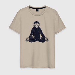 Футболка хлопковая мужская Yoga monkey, цвет: миндальный