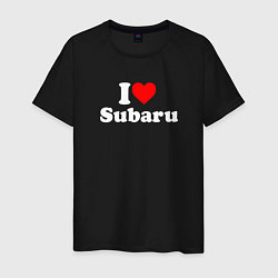 Футболка хлопковая мужская I love Subaru sport, цвет: черный