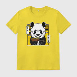 Футболка хлопковая мужская Панда рамен, цвет: желтый