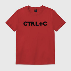 Футболка хлопковая мужская Иностранная надпись cntrl c, цвет: красный
