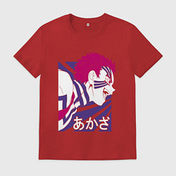 Футболка хлопковая мужская Клинок рассекающий демонов Акадза, цвет: красный